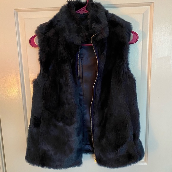 J Crew Blue Faux Fur Vest - Picture 3 of 6